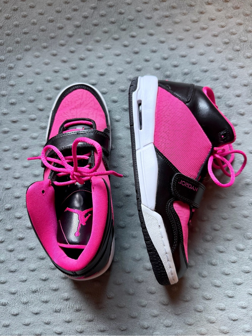 Jordan Pink and Black Mid-Top Sneakers